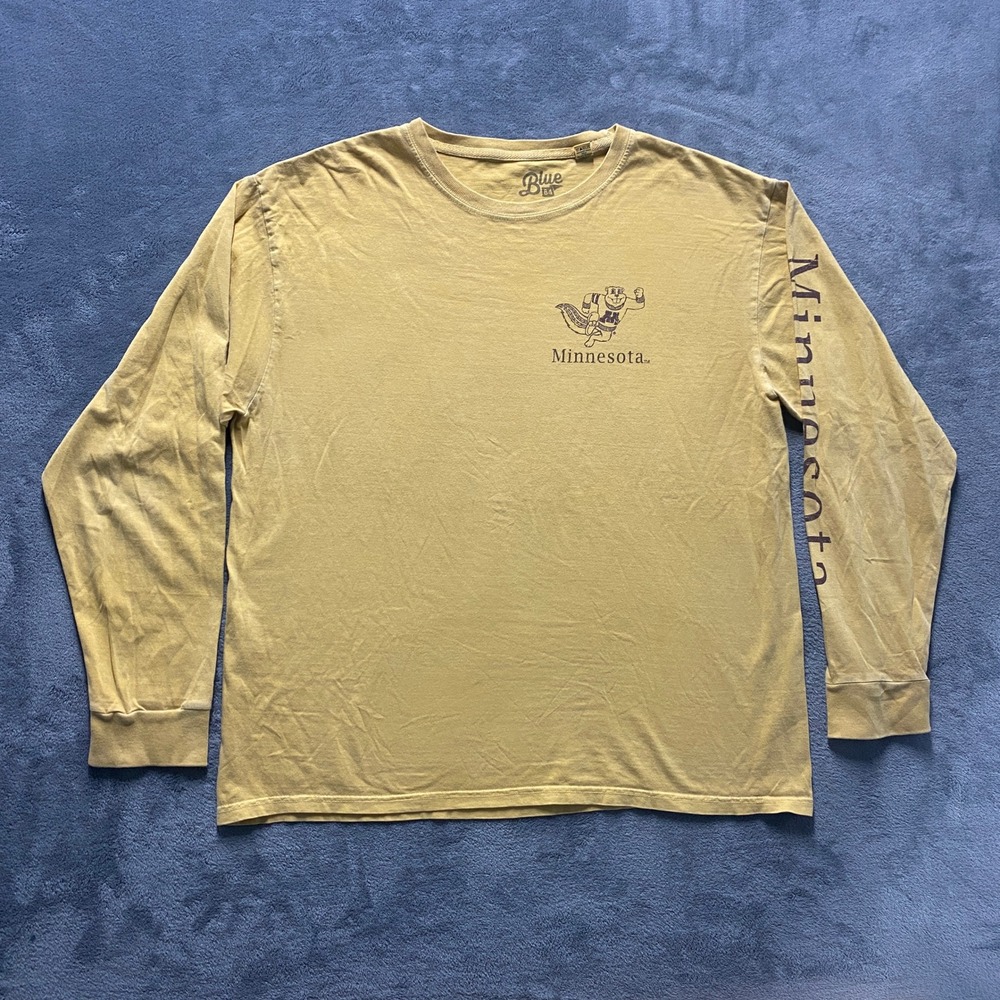 Minnesota Golden Gophers T-Shirt Mens Large Yellow Excellent Long Sleeve Blue 84